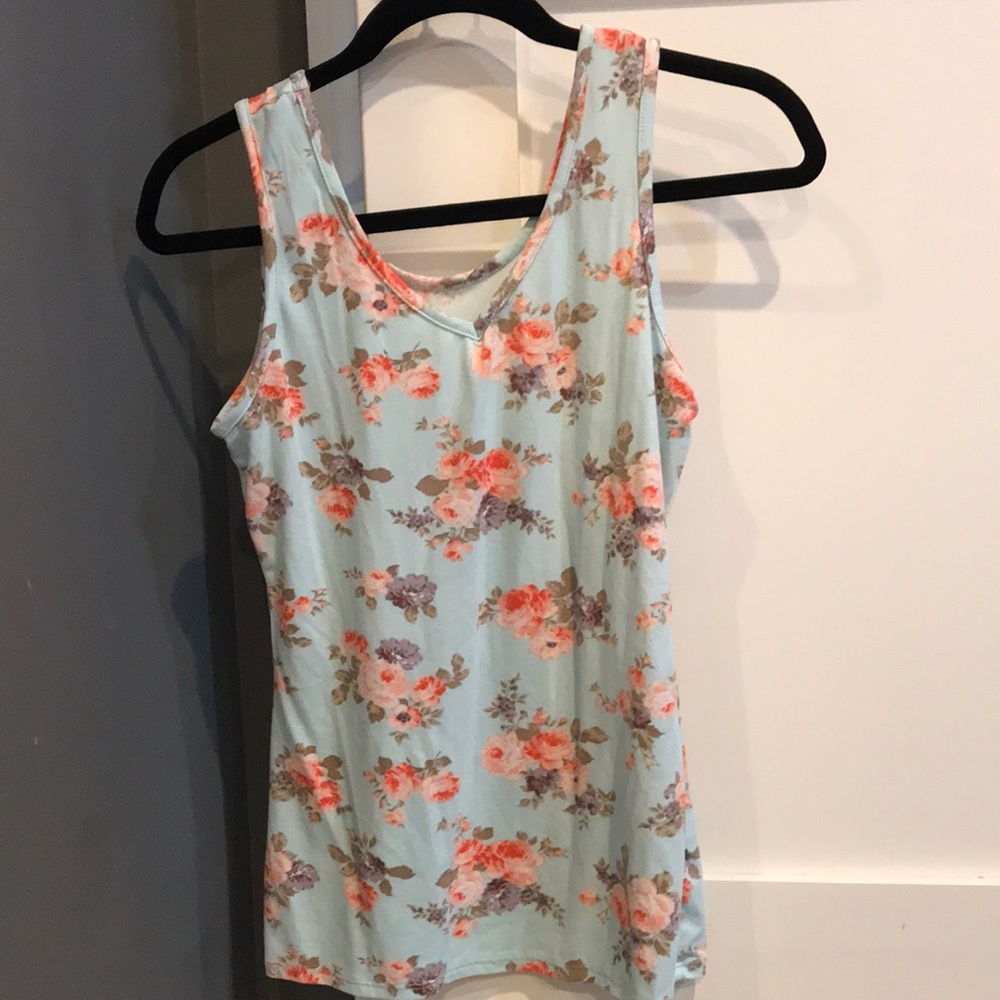 Light blue floral soft tank top